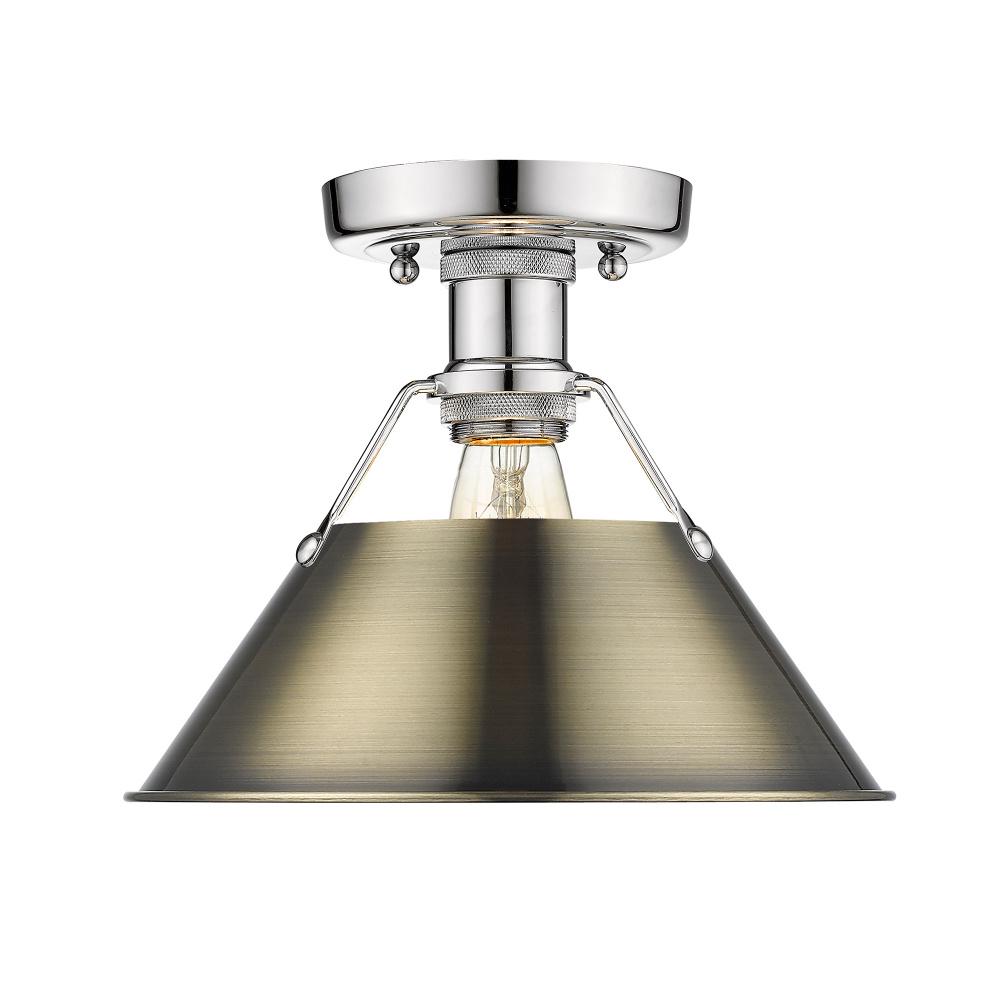 Yep by Golden Lighting Orwell 1-light Flush Mount in Chrome and Aged Brass shade